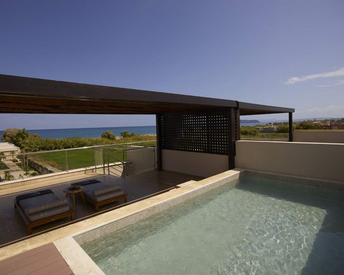 Asterion Suites & Spa - Designed for adults, Platanias, Grčka — Suite Universe Panorama with Roof Private Pool Suite Sea View