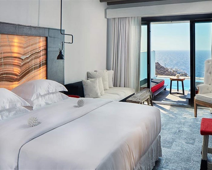 Myconian Avaton, A Member of Design Hotels, Elia, Grčka — Guestroom Temptation with Private Pool Sea View