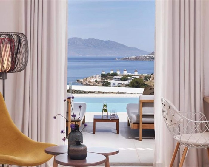 Myconian Kyma, a member of Design Hotels, Petinaros, Grčka — Double Room Superior Horizon with Private Pool Sea View