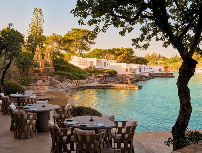 Minos Beach Art Hotel, Agios Nikolaos, Grčka — plaža
