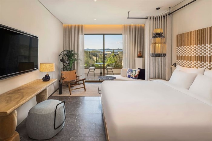 W Costa Navarino Adults Only, Costa Navarino, Pilos, Grčka — Guestroom For Single Use Premier Infinity Swim Up Garden View